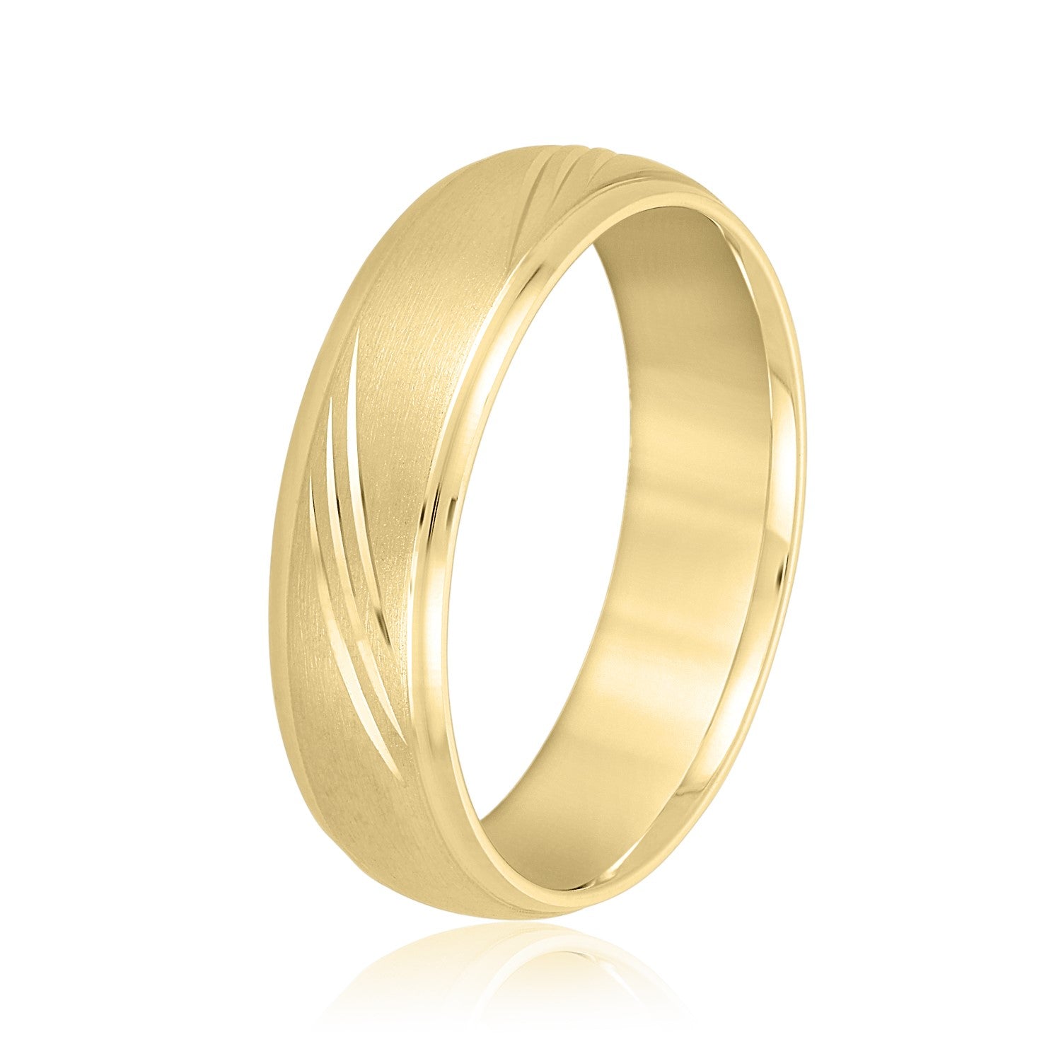 Men's Domed and Scratch Textured Wedding Band-VIRABYANI